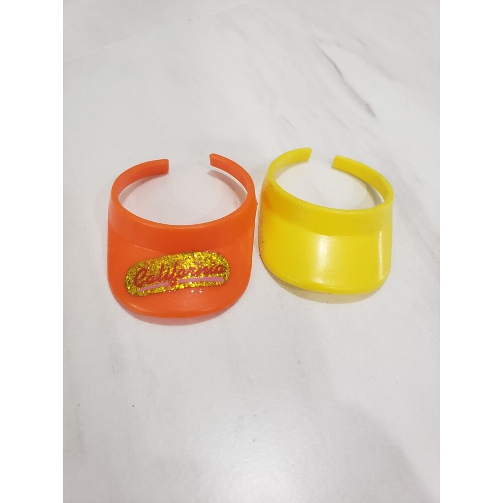 LOT 2 Vintage‎ 1987 California Dream Ken Sun Visor Orange with Sticker Yellow